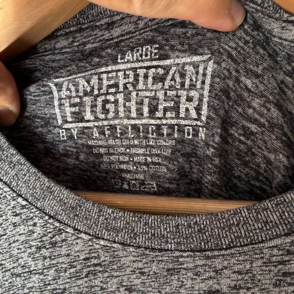 America fighter by Affliction mens burnout graphic t shirt size large gray yello - Picture 4 of 10